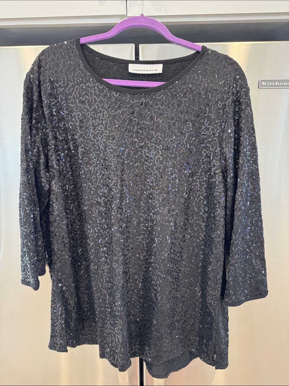 Black Sequin Women's Top 2X